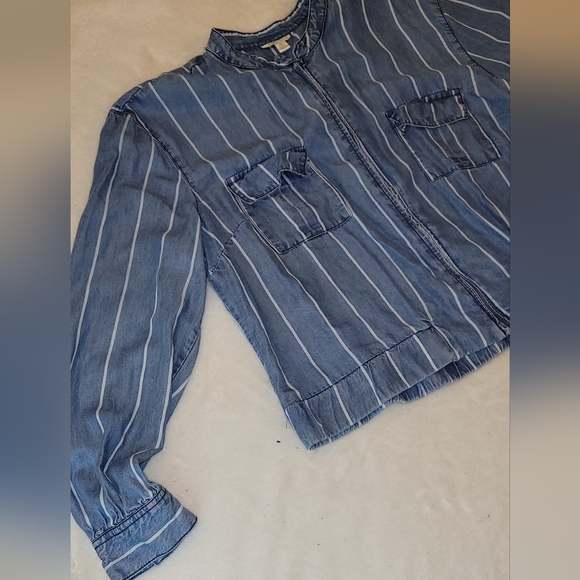 Cato Zipper Denim elastic waist shirt Size XL excellent condition - Picture 3 of 9